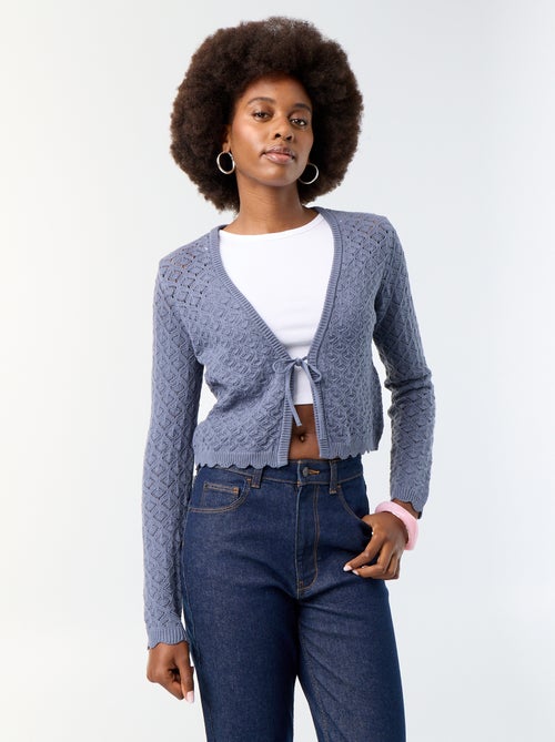 Openwork crochet knit cardigan - Kiabi