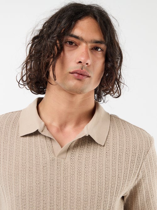 Openwork Knit Polo Shirt - Kiabi