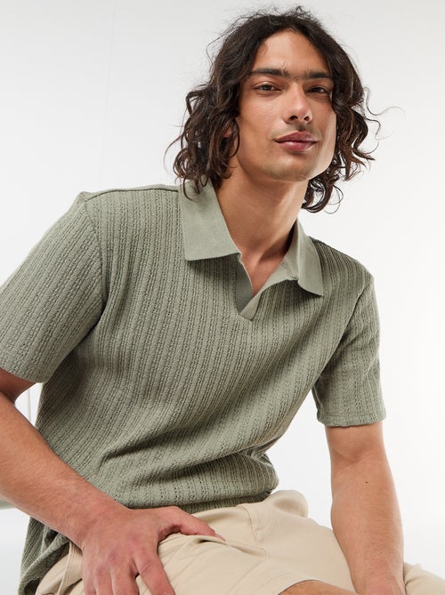 Openwork Knit Polo Shirt - Kiabi