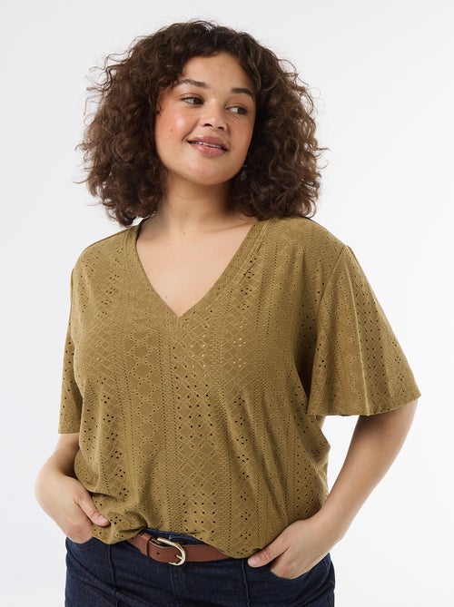 Openwork Knit Solid T-Shirt - Kiabi