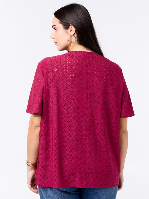 Openwork Knit Solid T-Shirt - Kiabi