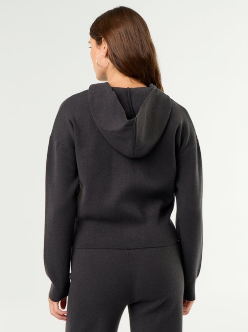 Ottoman Knit Hooded Cardigan - Kiabi