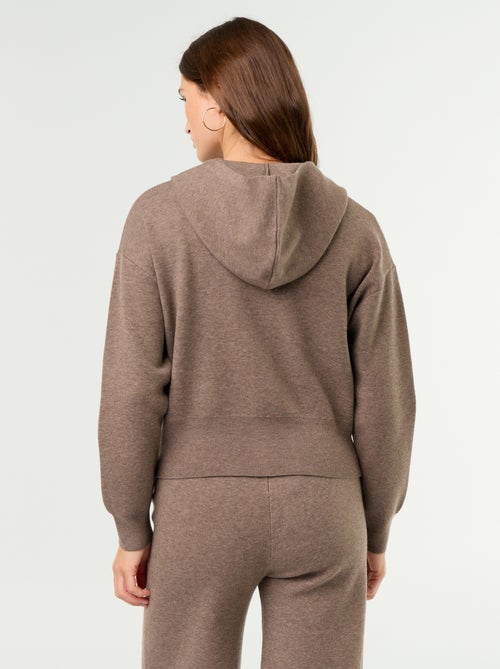 Ottoman Knit Hooded Cardigan - Kiabi