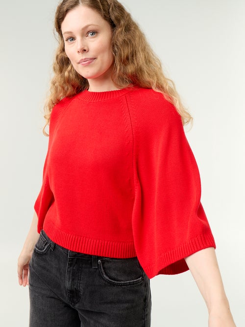 Oversize knit sweater with dropped armholes - Kiabi