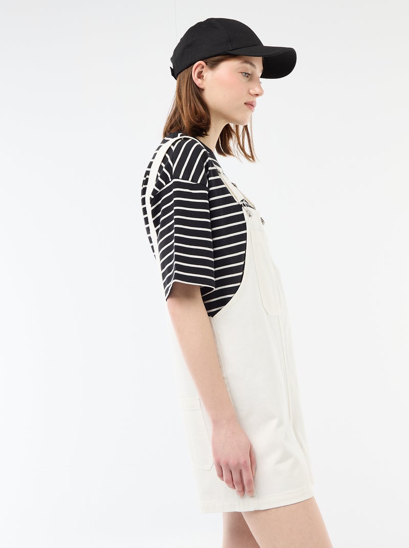 Oversize-Latzshorts Weiß - Kiabi