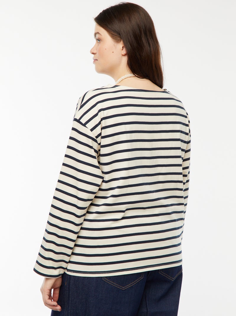 Oversize-Ringelshirt Weiß - Kiabi