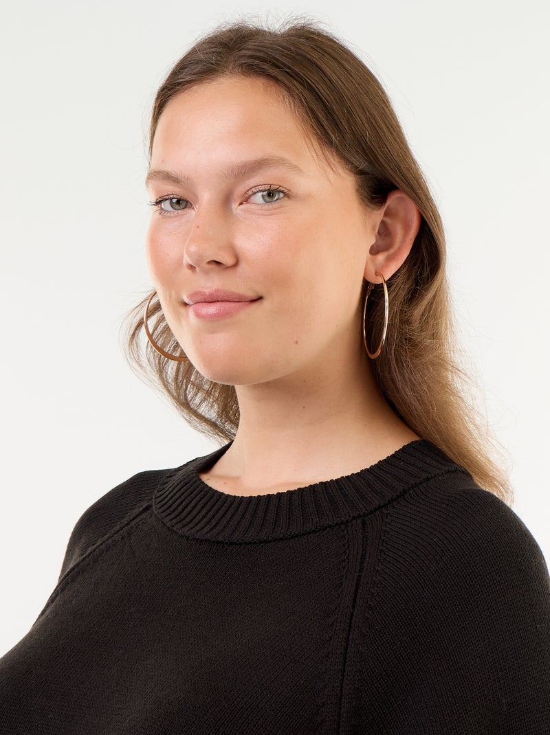Oversize-Strickpullover mit kurzen Ärmeln Noir - Kiabi