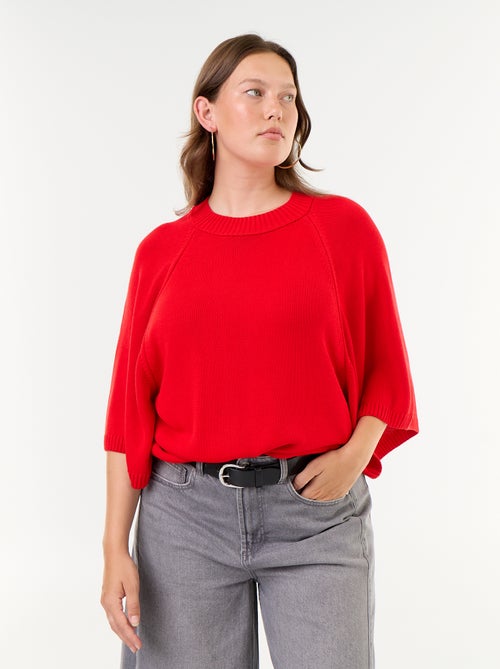Oversize-Strickpullover mit kurzen Ärmeln - Kiabi
