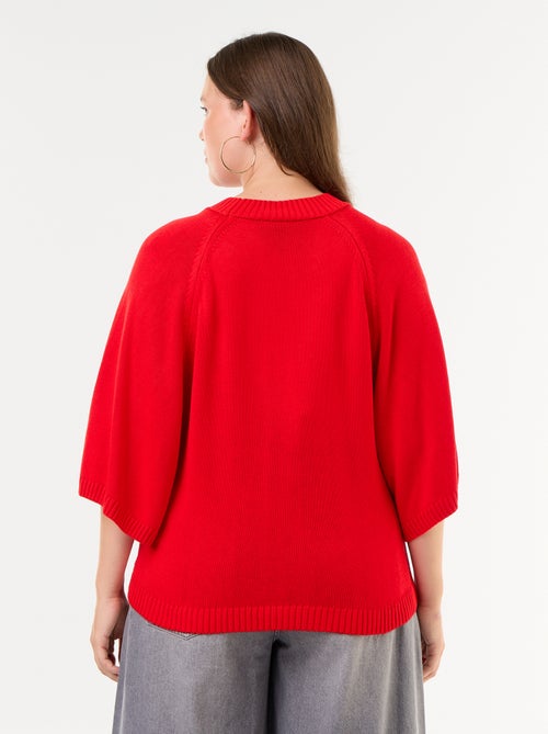 Oversize-Strickpullover mit kurzen Ärmeln - Kiabi