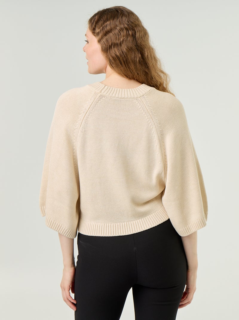 Oversize-Strickpullover mit überschnittenen Schultern Blanc - Kiabi