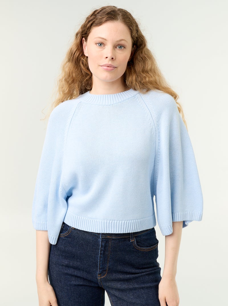 Oversize-Strickpullover mit überschnittenen Schultern Bleu - Kiabi
