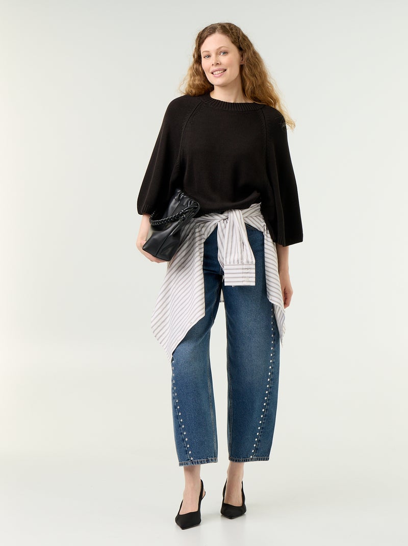 Oversize-Strickpullover mit überschnittenen Schultern Noir - Kiabi