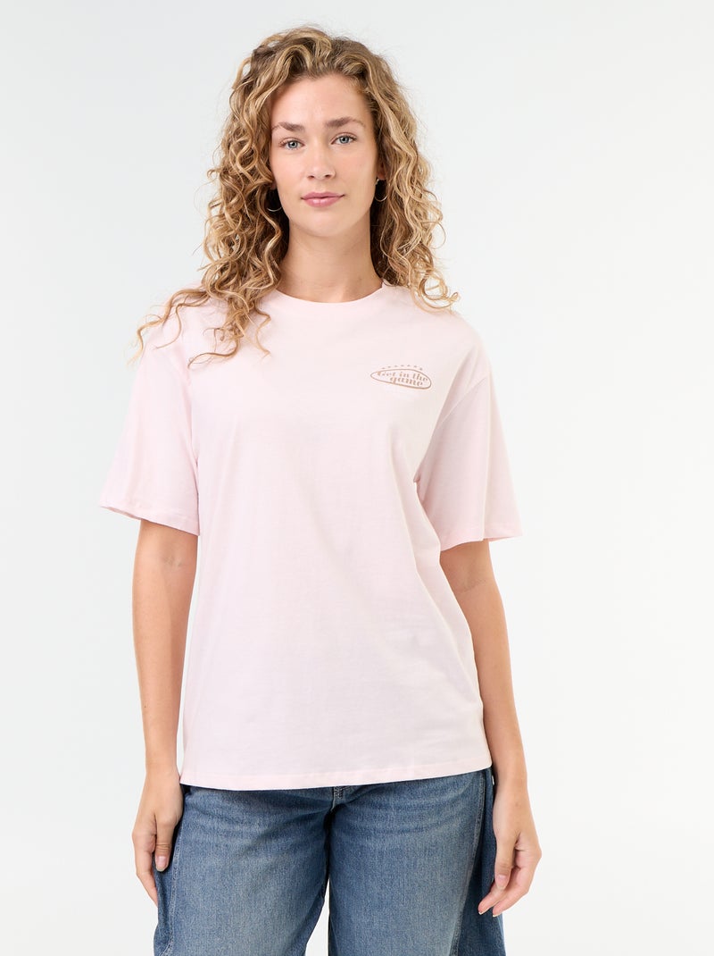 Oversize T-Shirt mit Botschaft Rosa - Kiabi