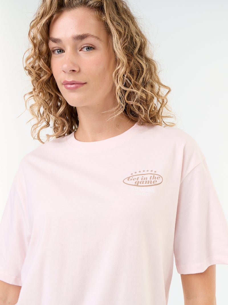 Oversize T-Shirt mit Botschaft Rosa - Kiabi