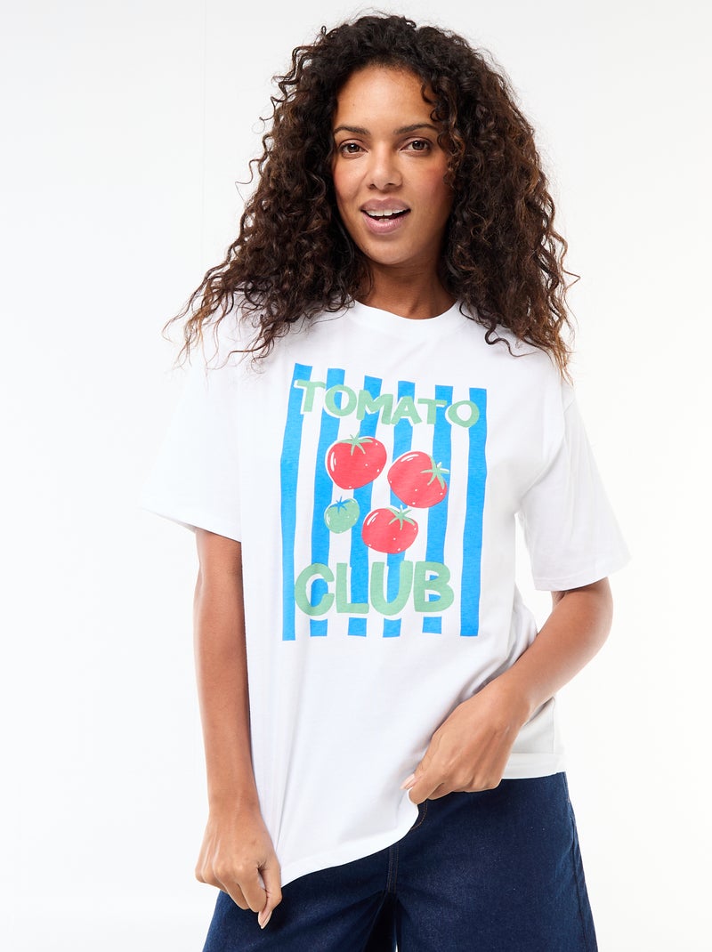 Oversize T-Shirt mit Botschaft Weiß - Kiabi