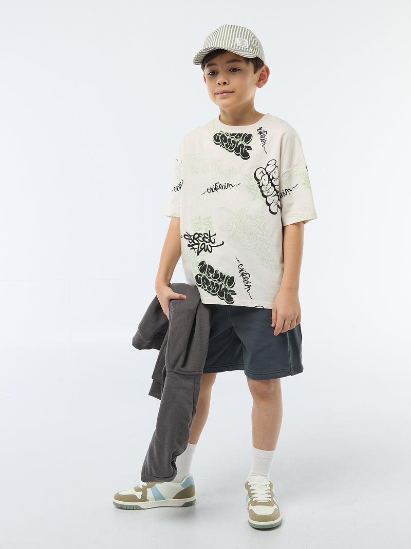 Oversize T-Shirt mit Motiv Weiß - Kiabi