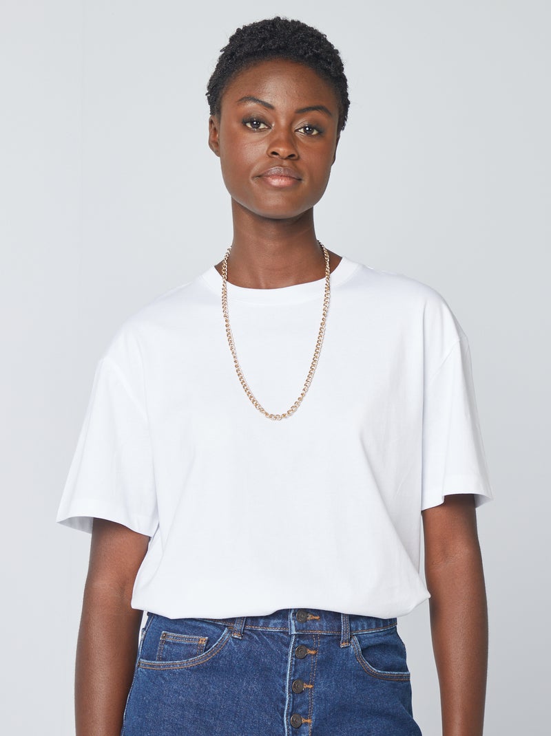 Oversize T-Shirt mit Rundhals Weiß - Kiabi