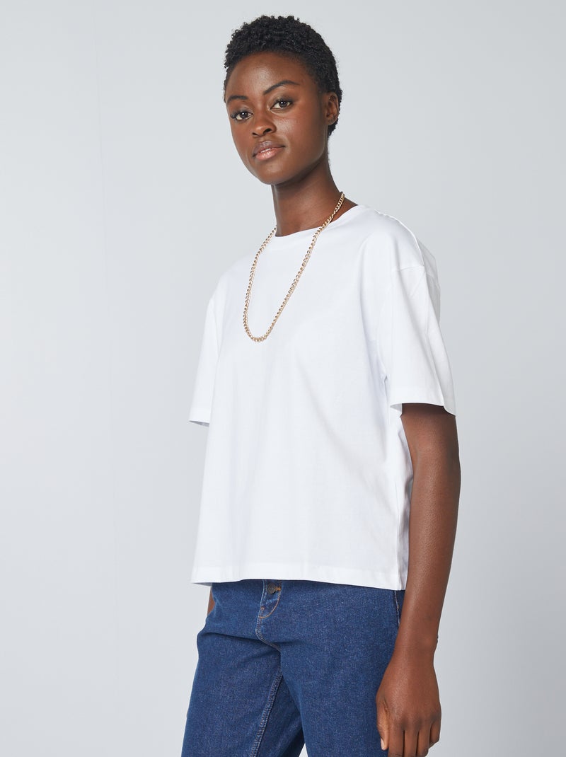 Oversize T-Shirt mit Rundhals Weiß - Kiabi
