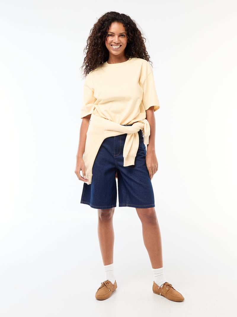 Oversize T-Shirt mit Rundhalsausschnitt GELB - Kiabi
