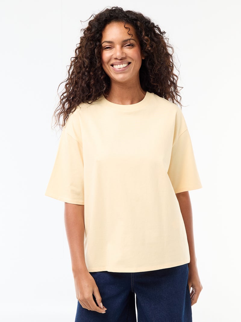 Oversize T-Shirt mit Rundhalsausschnitt GELB - Kiabi