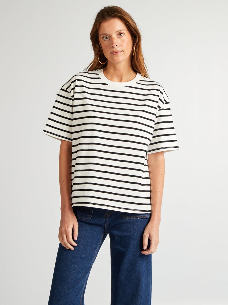 Oversize T-Shirt mit Rundhalsausschnitt Weiß - Kiabi