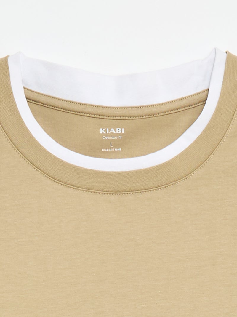 Oversized 2-in-1 Look T-shirt +1m90 Beige - Kiabi