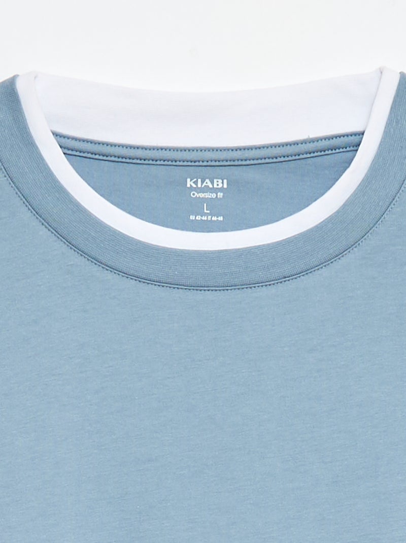 Oversized 2-in-1 Look T-shirt +1m90 Blue - Kiabi