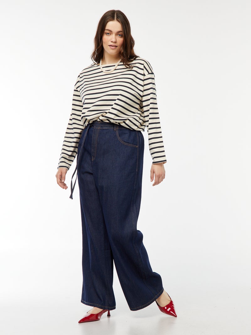 Oversized Breton Stripe T-shirt White - Kiabi