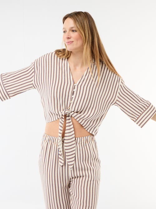 Oversized Cropped Tie-Front Shirt - Kiabi