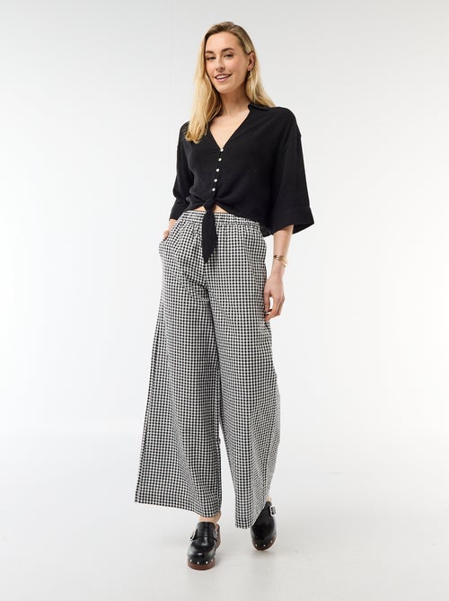 Oversized Cropped Tie-Front Shirt - Kiabi