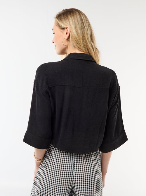 Oversized Cropped Tie-Front Shirt - Kiabi