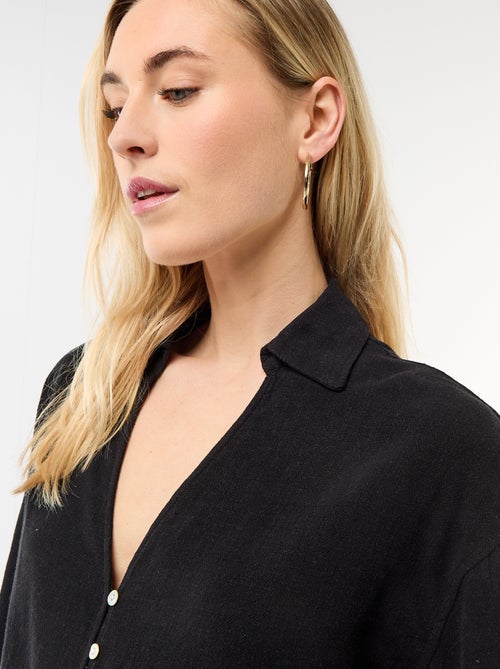 Oversized Cropped Tie-Front Shirt - Kiabi