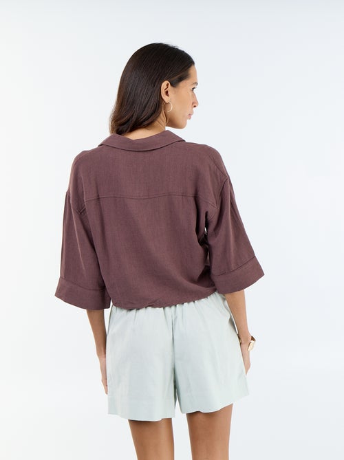 Oversized Cropped Tie-Front Shirt - Kiabi