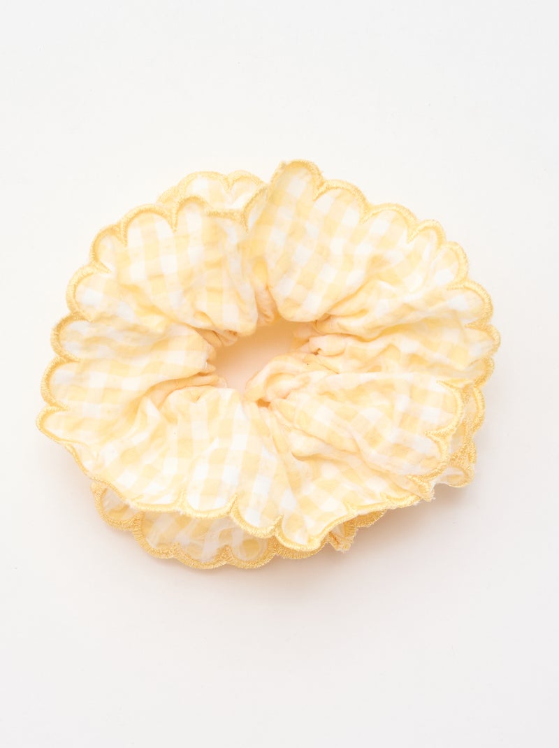 Oversized Gingham Check Scrunchie Yellow - Kiabi