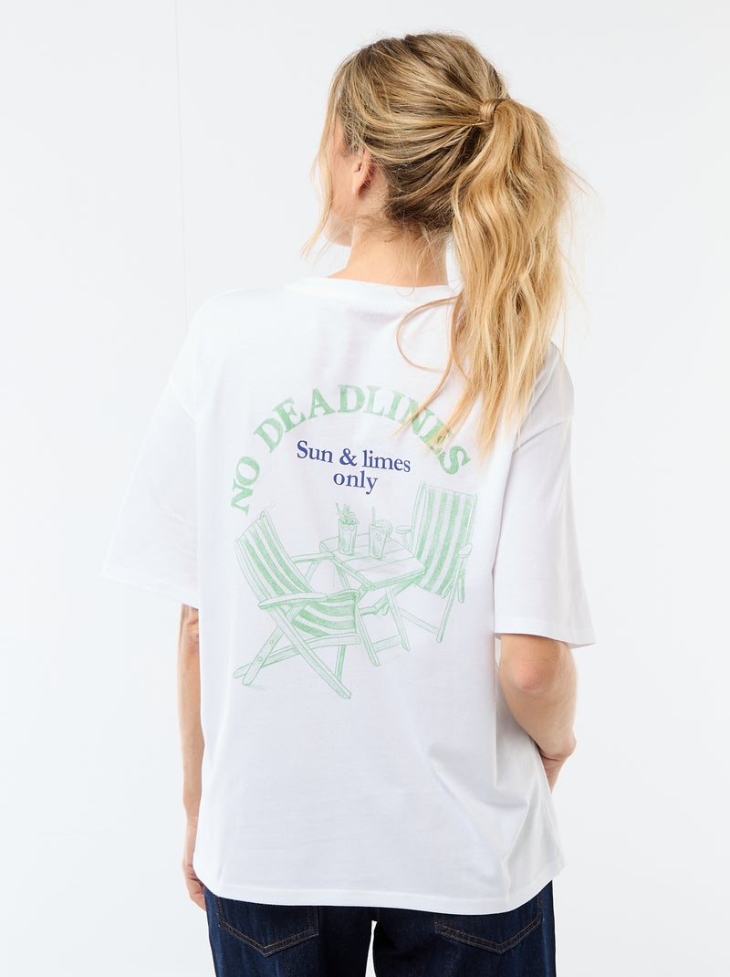Oversized Graphic Tee White - Kiabi