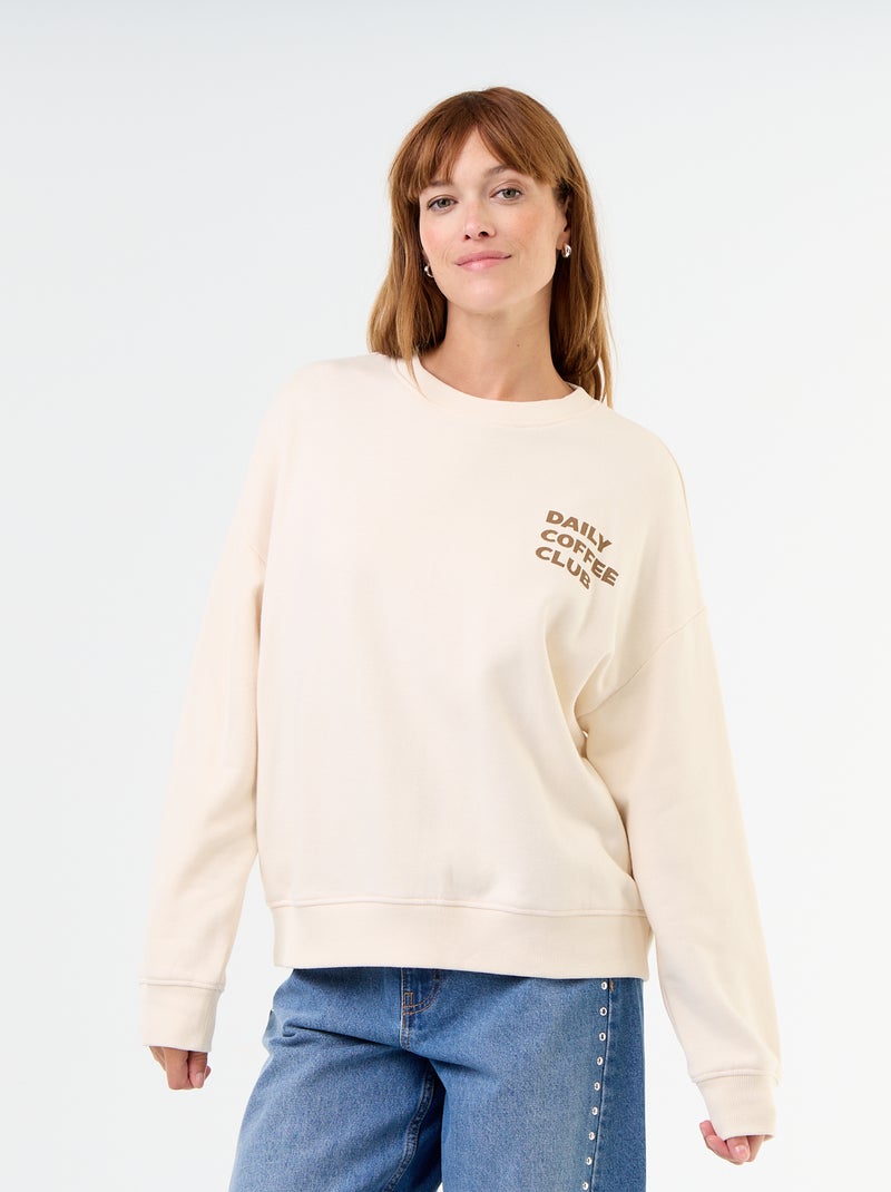Oversized Printed Sweatshirt Beige - Kiabi