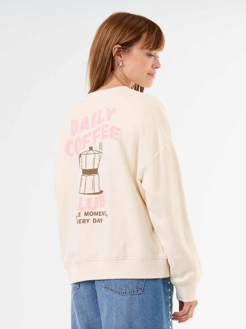 Oversized Printed Sweatshirt Beige - Kiabi