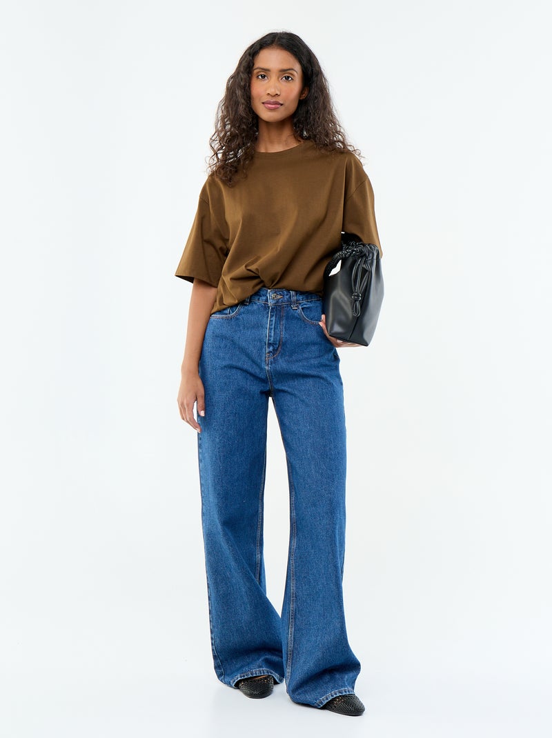 Oversized Round Neck T-shirt Brown - Kiabi