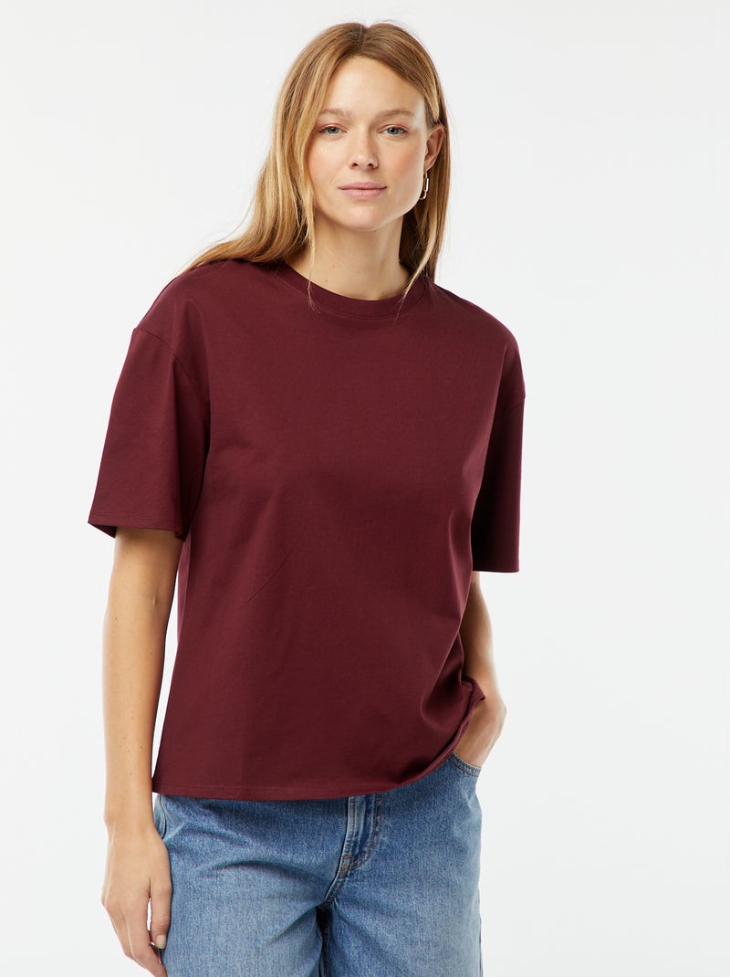 Oversized Round-Neck T-shirt red - Kiabi
