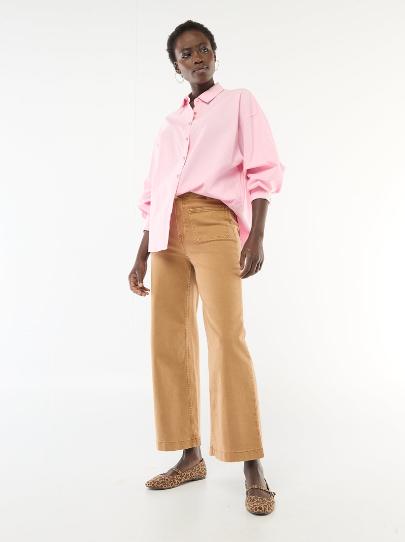Oversized Shell Button Shirt Pink - Kiabi