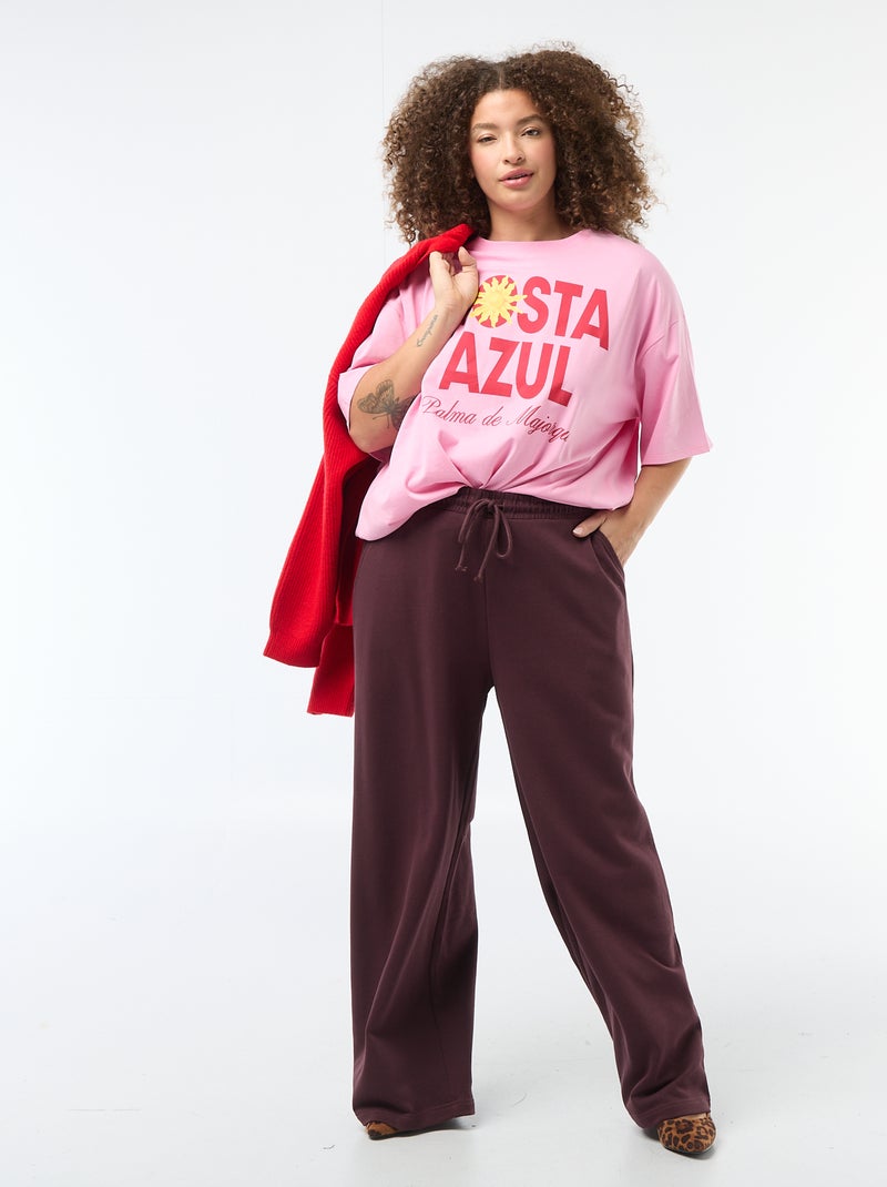 Oversized Short-Sleeve T-Shirt Pink - Kiabi