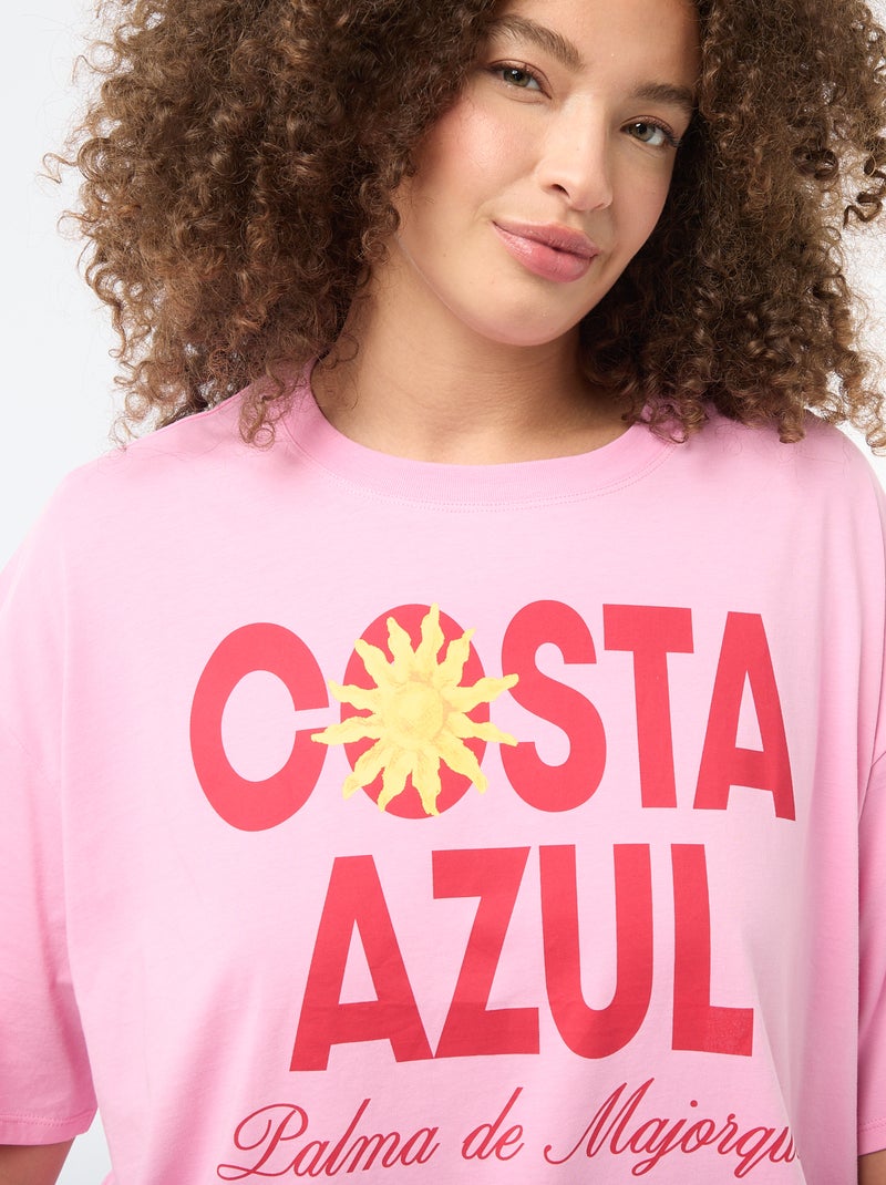 Oversized Short-Sleeve T-Shirt Pink - Kiabi