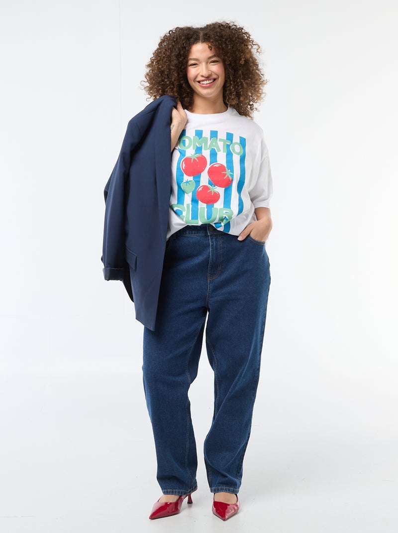 Oversized Short-Sleeve T-Shirt White - Kiabi