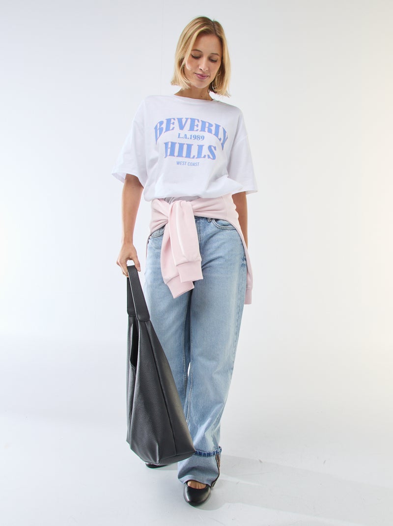 Oversized Slogan T-shirt Blue - Kiabi