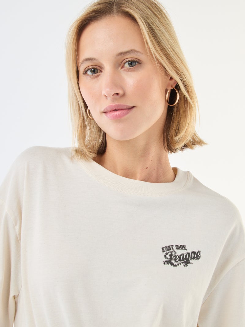 Oversized Slogan T-shirt White - Kiabi