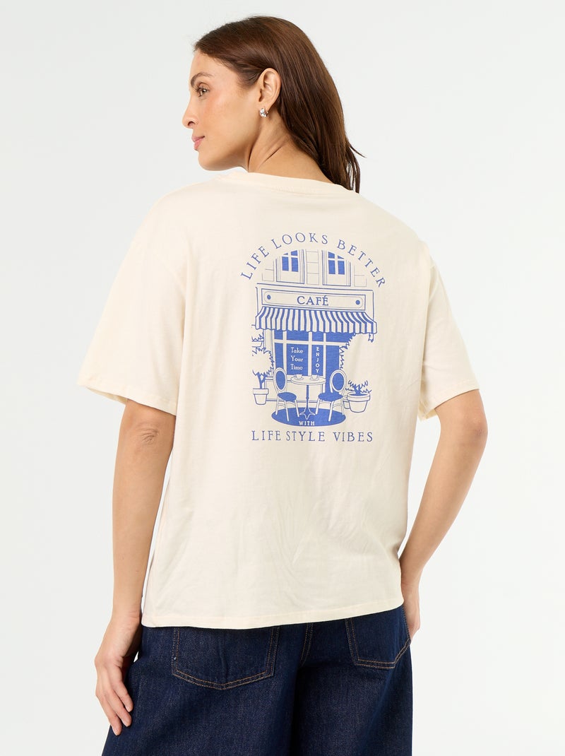 Oversized Slogan T-shirt White - Kiabi