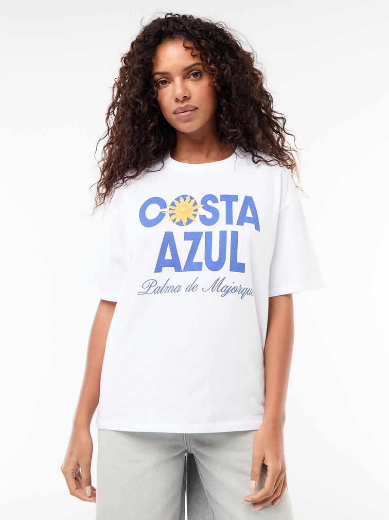 Oversized Slogan T-shirt White - Kiabi