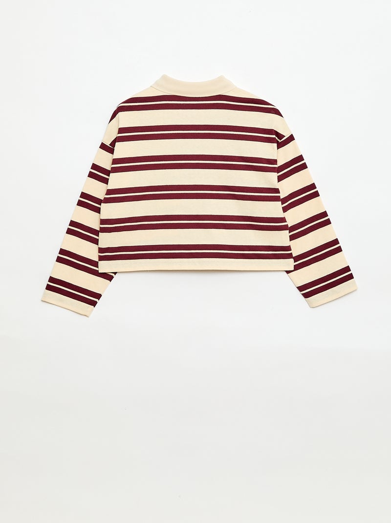 Oversized Striped Polo Shirt Red - Kiabi