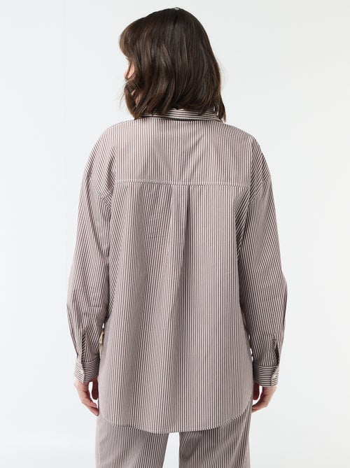 Oversized Striped Poplin Shirt - Kiabi