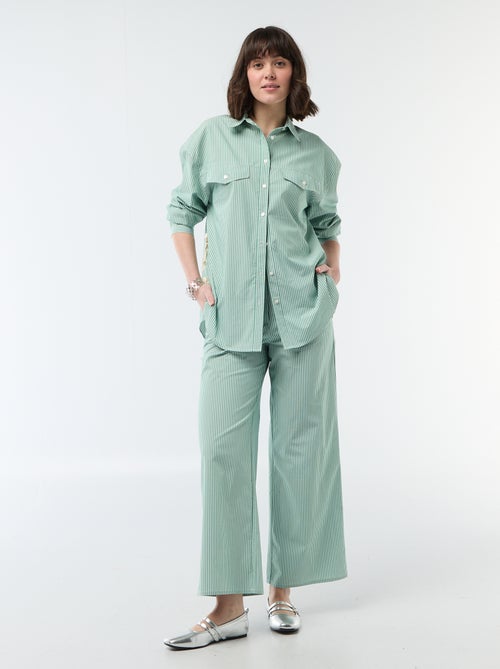 Oversized Striped Poplin Shirt - Kiabi